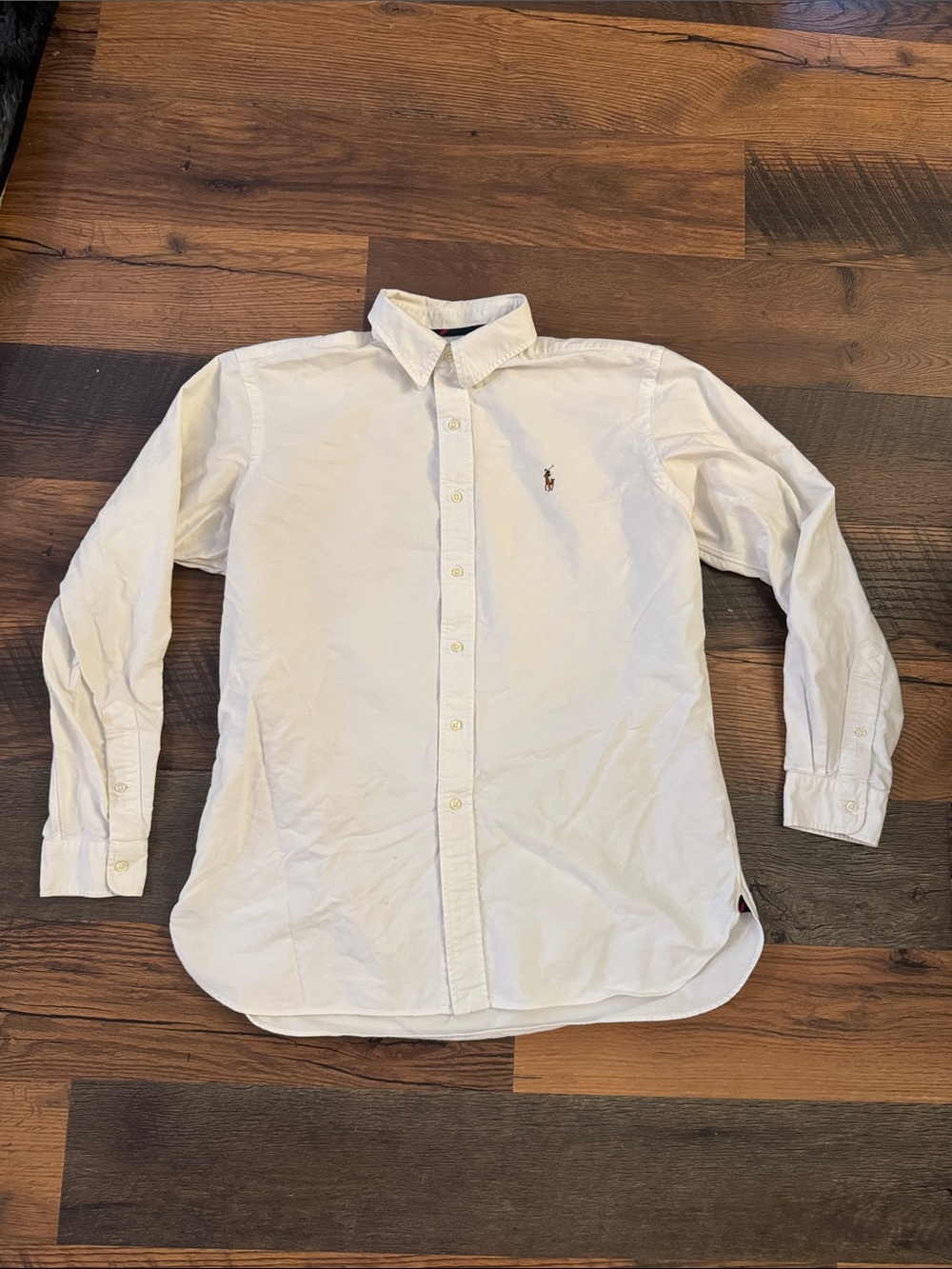 Vintage Ralph Lauren Men’s White Cotton Button-Up Dress Shirt
